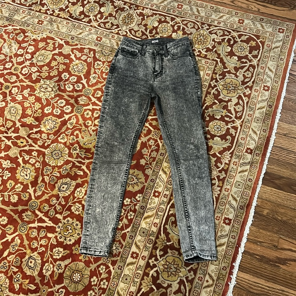 Black acid wash jeans.